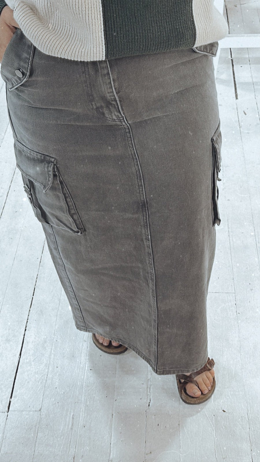 Classic Grey Cargo Skirt-Bottoms-[option4]-[option5]-[option6]-Shop-Womens-Boutique-Store