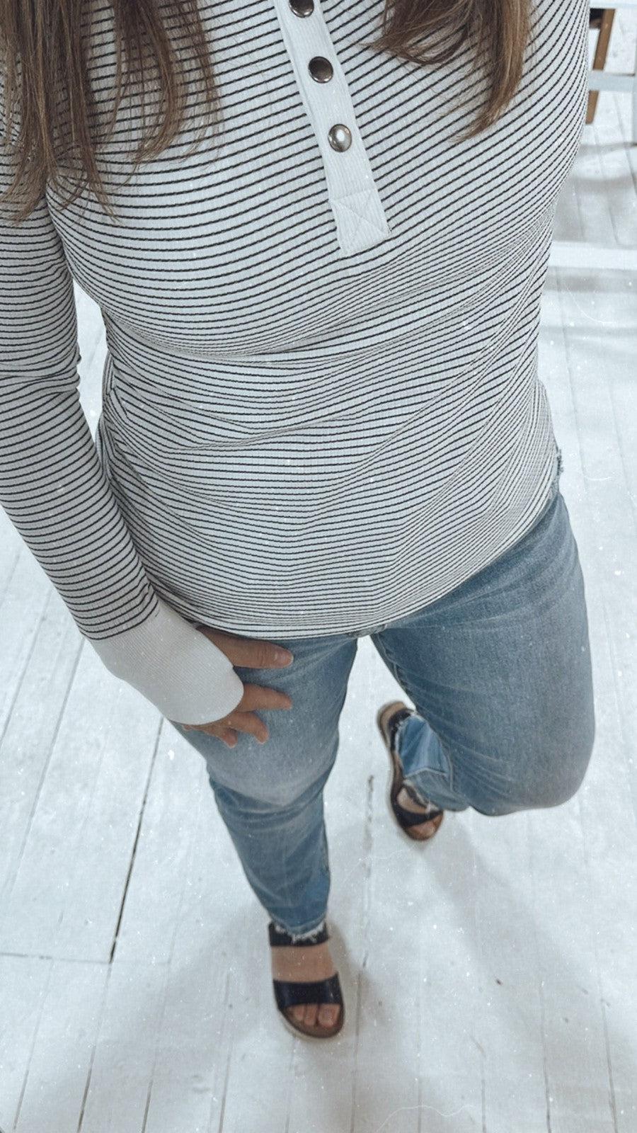 Striped Henley Top-Tops Long Sleeve-[option4]-[option5]-[option6]-Shop-Womens-Boutique-Store