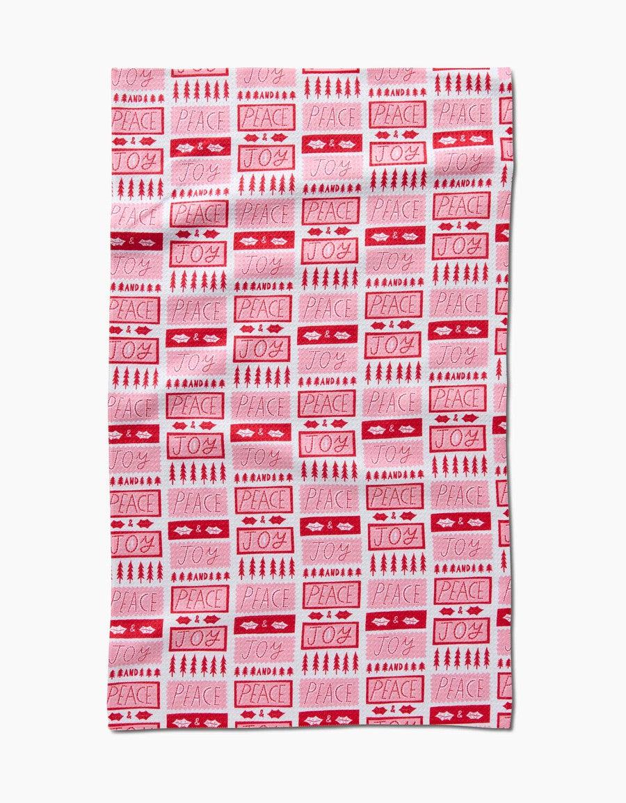 Peace Joy Stamps Tea Towel-Kitchen-[option4]-[option5]-[option6]-Shop-Womens-Boutique-Store