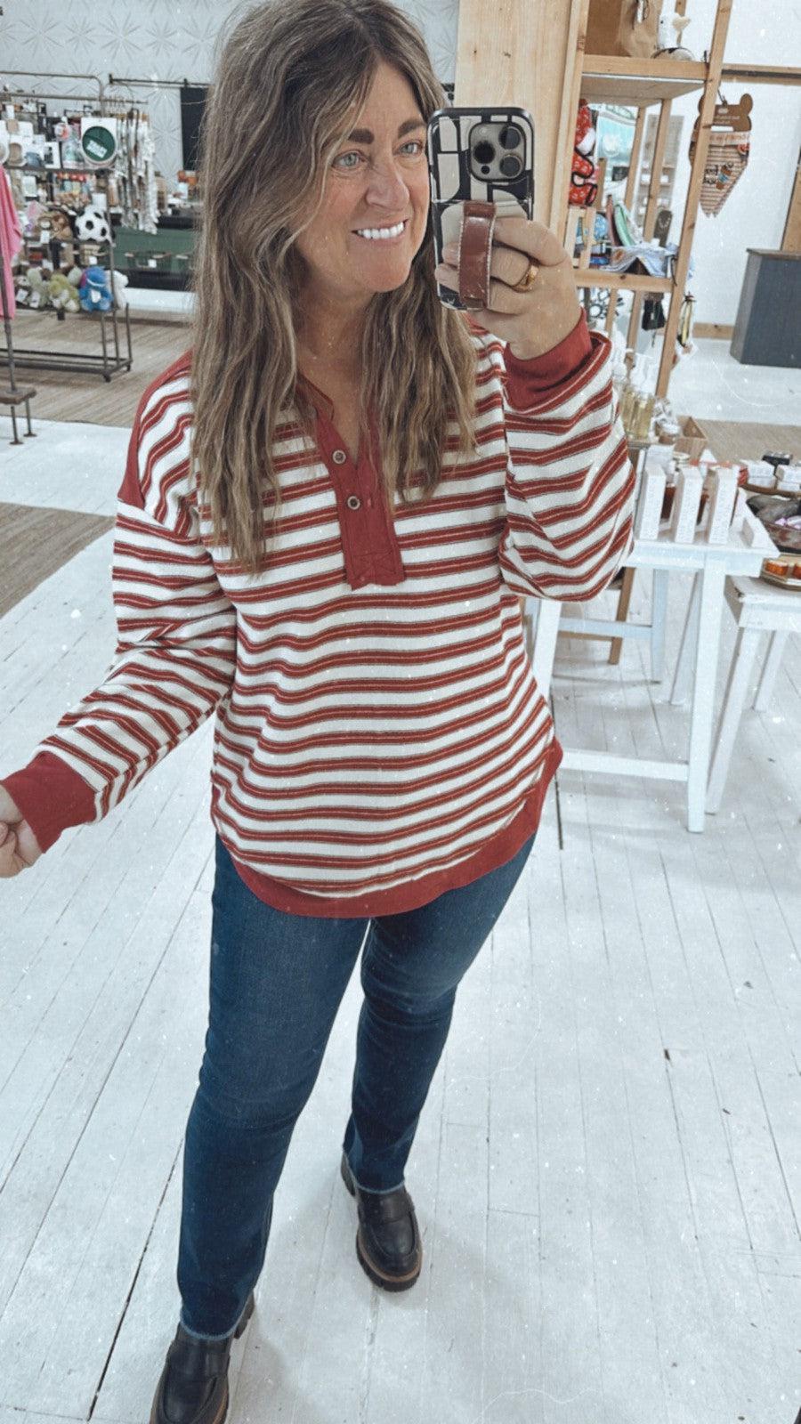 Varsity Striped Sweater Top-Tops Long Sleeve-[option4]-[option5]-[option6]-Shop-Womens-Boutique-Store