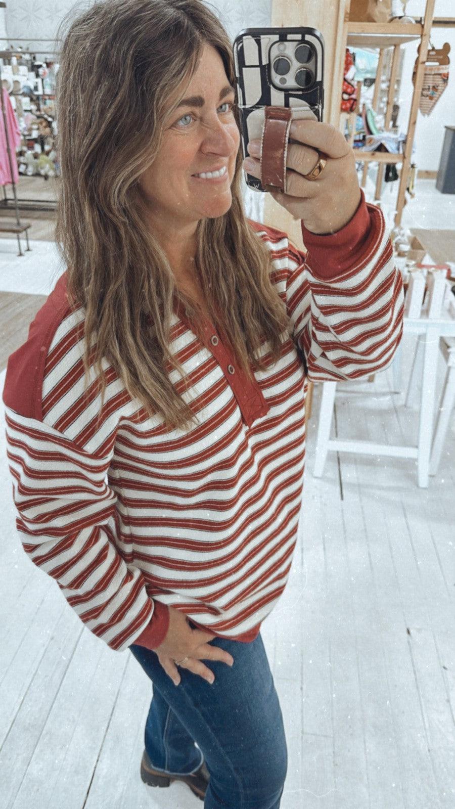 Varsity Striped Sweater Top-Tops Long Sleeve-[option4]-[option5]-[option6]-Shop-Womens-Boutique-Store