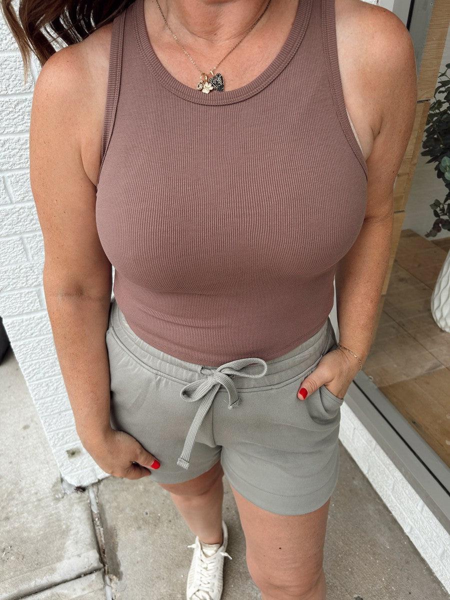 Essential Tank Top in Taupe-Tops Short Sleeve-[option4]-[option5]-[option6]-Shop-Womens-Boutique-Store