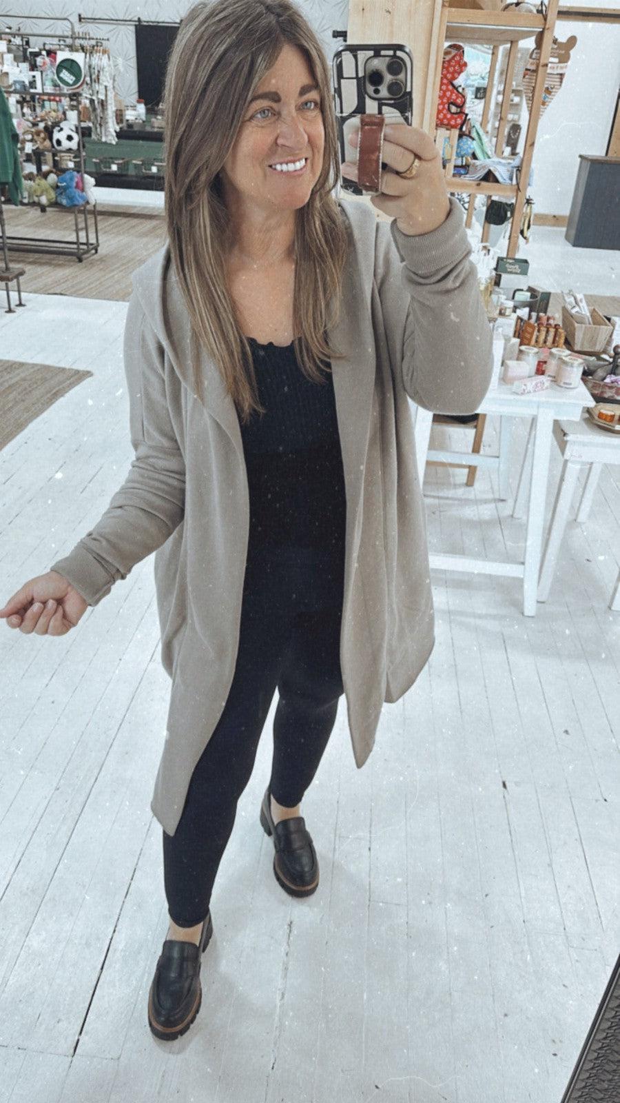 Longline Hooded Cardigan in Grey-Tops Long Sleeve-[option4]-[option5]-[option6]-Shop-Womens-Boutique-Store