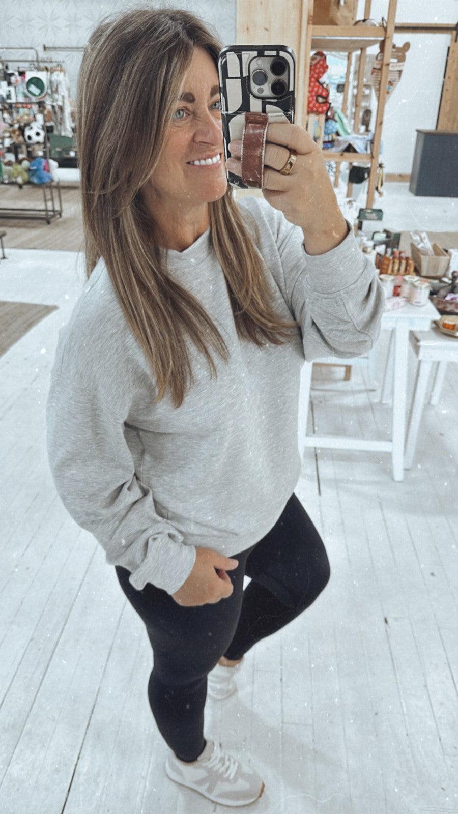 Take A Dive Pullover in Grey-Tops Long Sleeve-[option4]-[option5]-[option6]-Shop-Womens-Boutique-Store