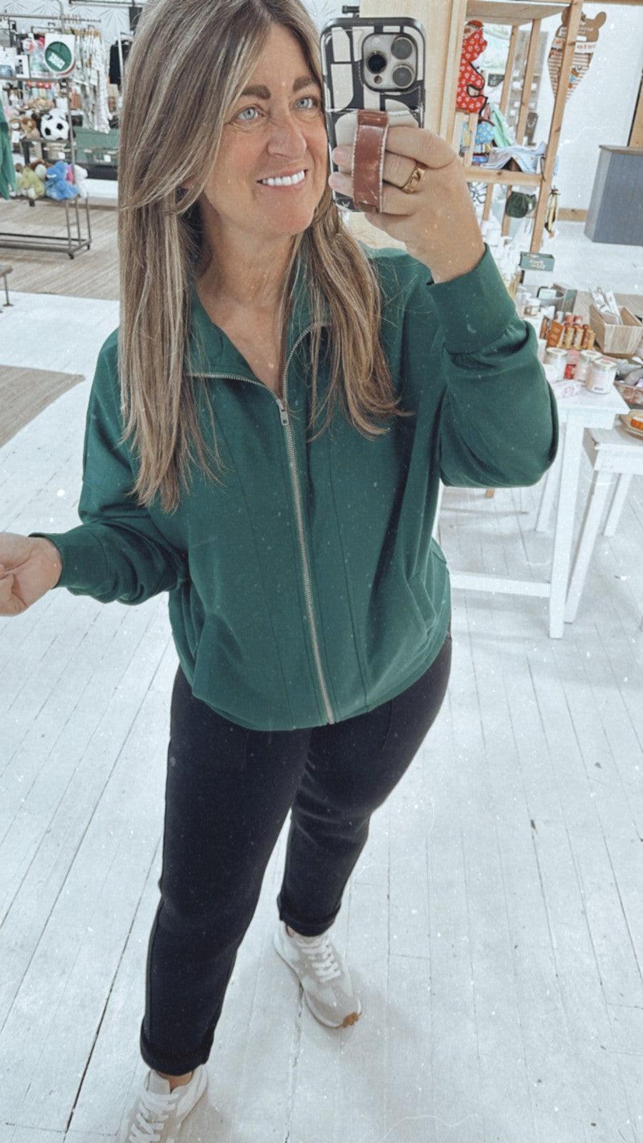 Emerald Isles Zip Up Jacket-Outerwear-[option4]-[option5]-[option6]-Shop-Womens-Boutique-Store