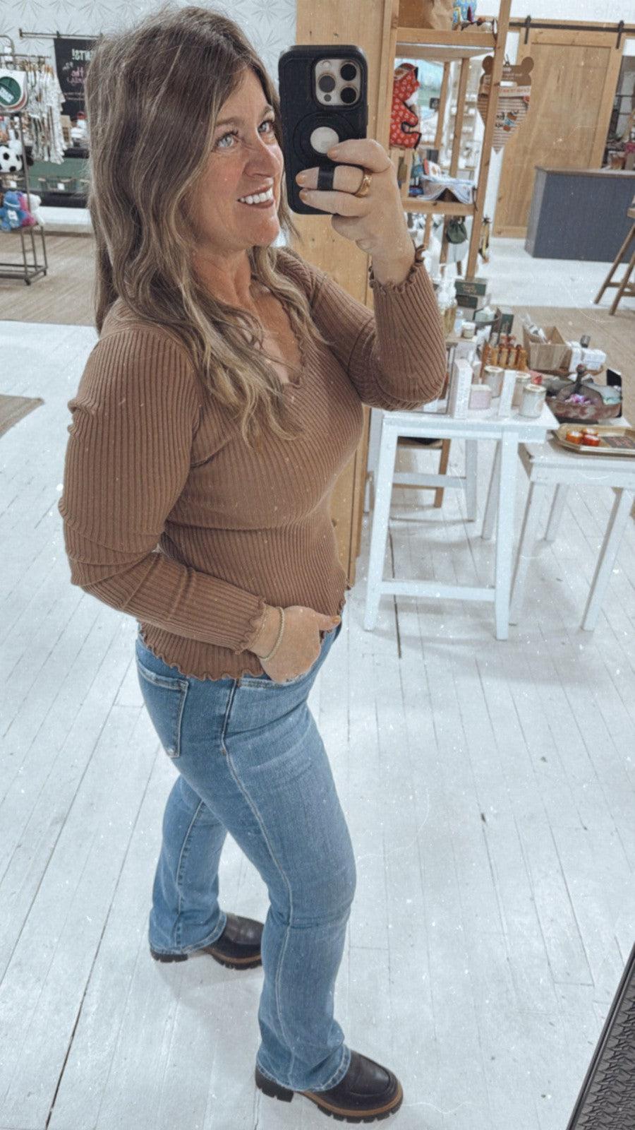 Adele Knit Sweater in Caramel-Tops Long Sleeve-[option4]-[option5]-[option6]-Shop-Womens-Boutique-Store