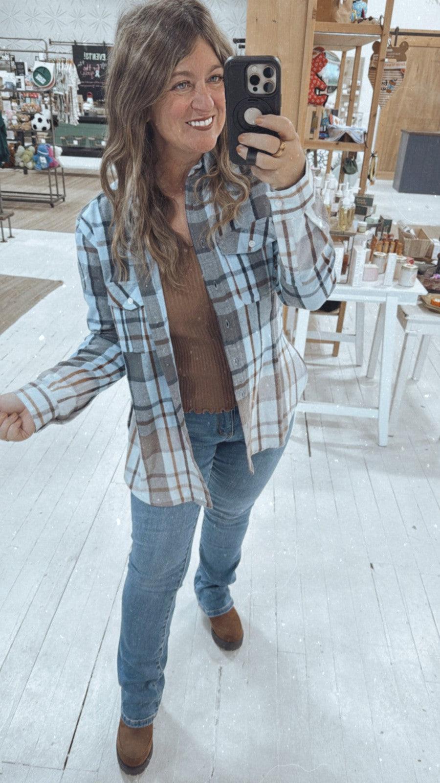 Fall Colors Flannel-Tops Long Sleeve-[option4]-[option5]-[option6]-Shop-Womens-Boutique-Store