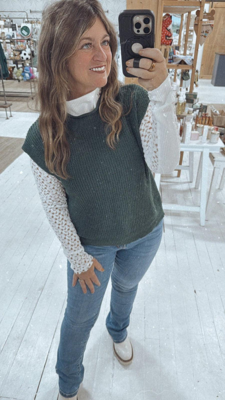 Fall's Favorite Sweater Top in Green-Tops Short Sleeve-[option4]-[option5]-[option6]-Shop-Womens-Boutique-Store