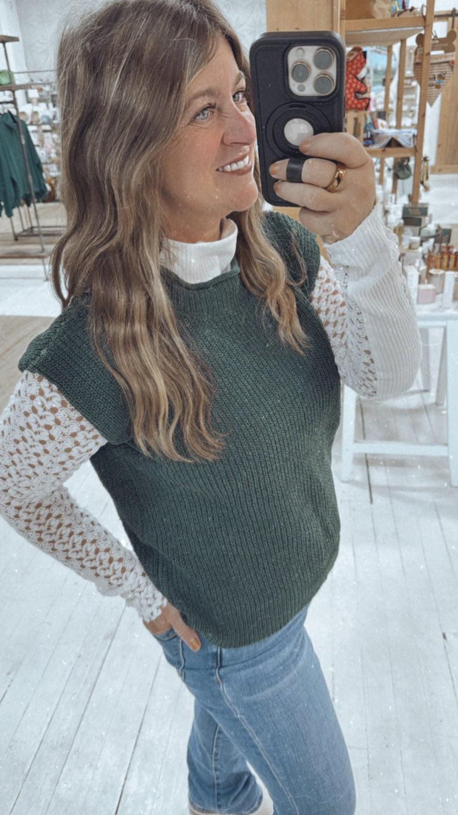 Fall's Favorite Sweater Top in Green-Tops Short Sleeve-[option4]-[option5]-[option6]-Shop-Womens-Boutique-Store