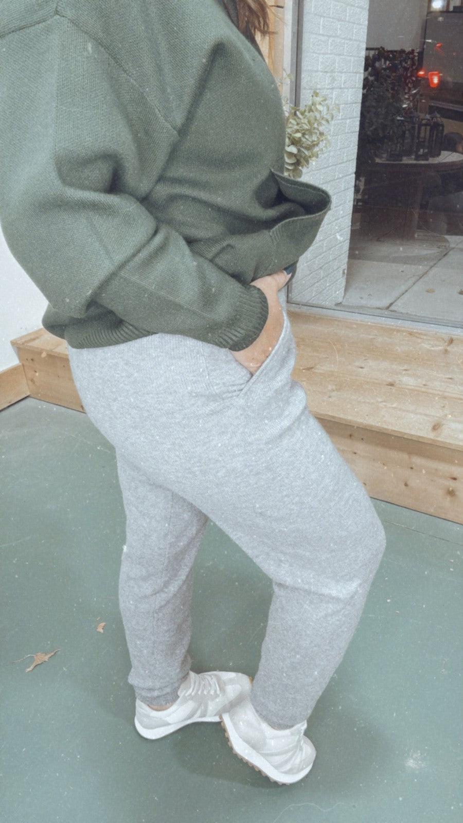 Almost Cashmere Joggers in Grey-Bottoms-[option4]-[option5]-[option6]-Shop-Womens-Boutique-Store