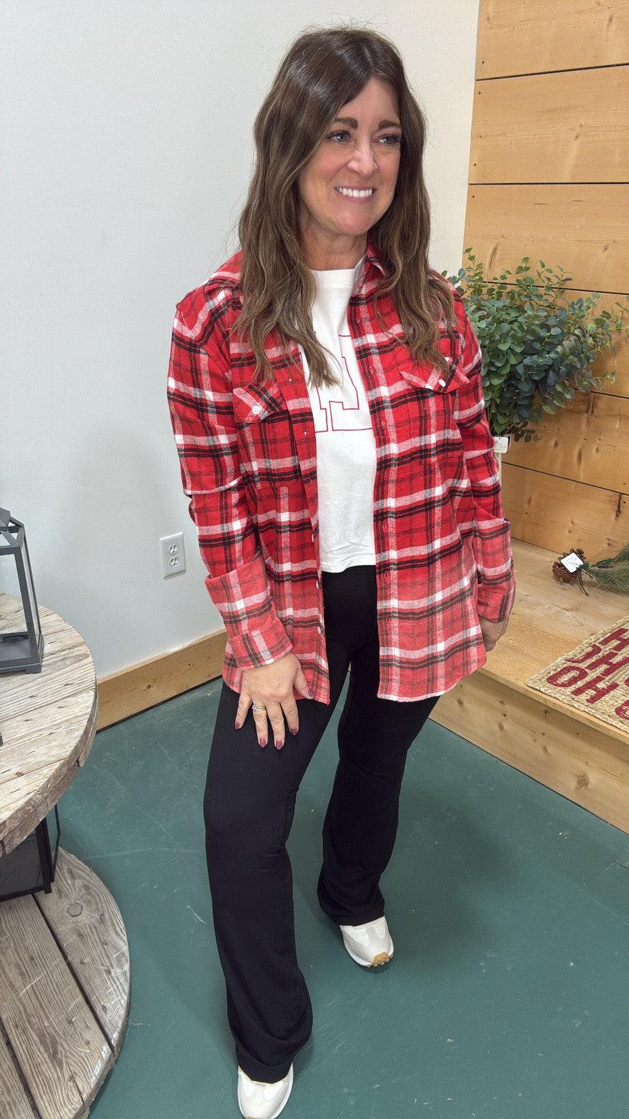 Classic Plaid Flannel-Tops Long Sleeve-[option4]-[option5]-[option6]-Shop-Womens-Boutique-Store