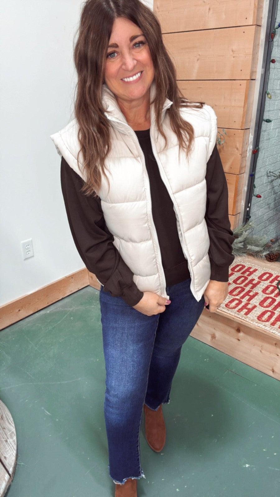 The Standard Puffer Vest in Cream-Outerwear-[option4]-[option5]-[option6]-Shop-Womens-Boutique-Store