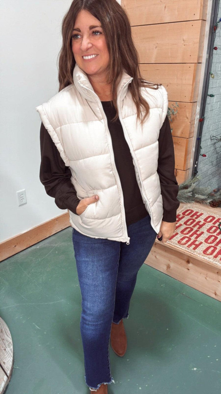 The Standard Puffer Vest in Cream-Outerwear-[option4]-[option5]-[option6]-Shop-Womens-Boutique-Store