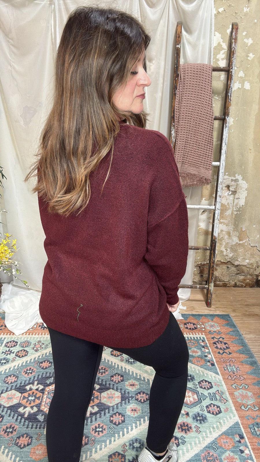 Fabulous Front Seam Sweater in Burgundy-Tops Long Sleeve-[option4]-[option5]-[option6]-Shop-Womens-Boutique-Store