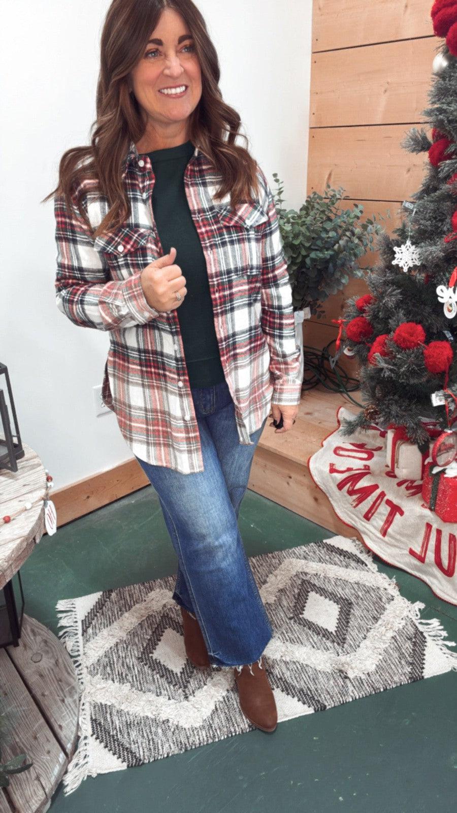 Christmas Season Flannel-Tops Long Sleeve-[option4]-[option5]-[option6]-Shop-Womens-Boutique-Store