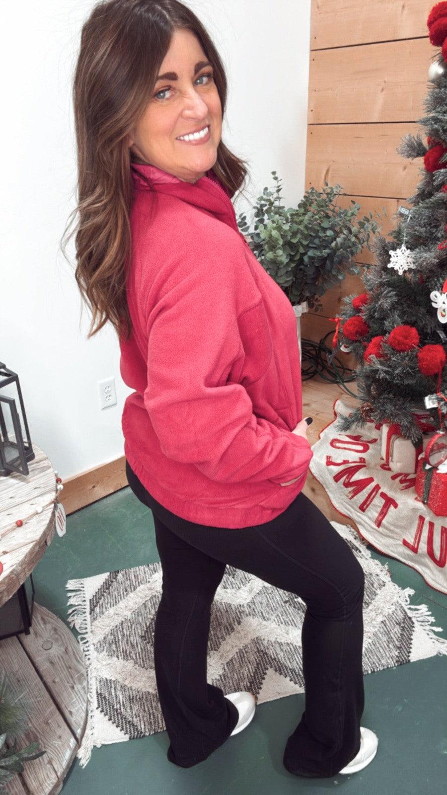 Sweetly Soft Fleece Pullover in Cranberry-Outerwear-[option4]-[option5]-[option6]-Shop-Womens-Boutique-Store