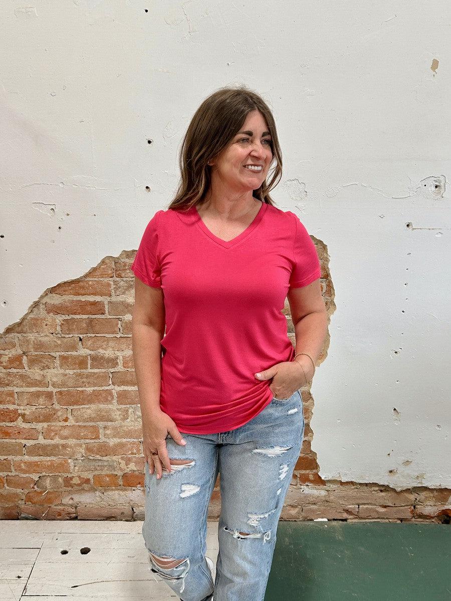 Not Your Basic Tee in Pink-Tops Short Sleeve-[option4]-[option5]-[option6]-Shop-Womens-Boutique-Store