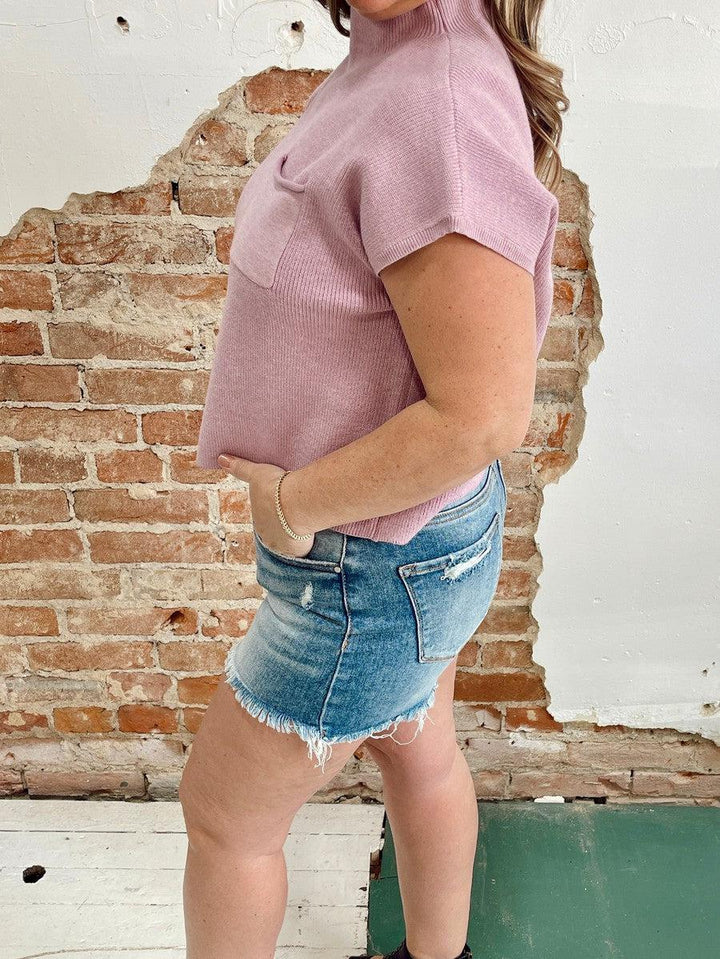 Pale Lilac Sweater-Tops Short Sleeve-[option4]-[option5]-[option6]-Shop-Womens-Boutique-Store