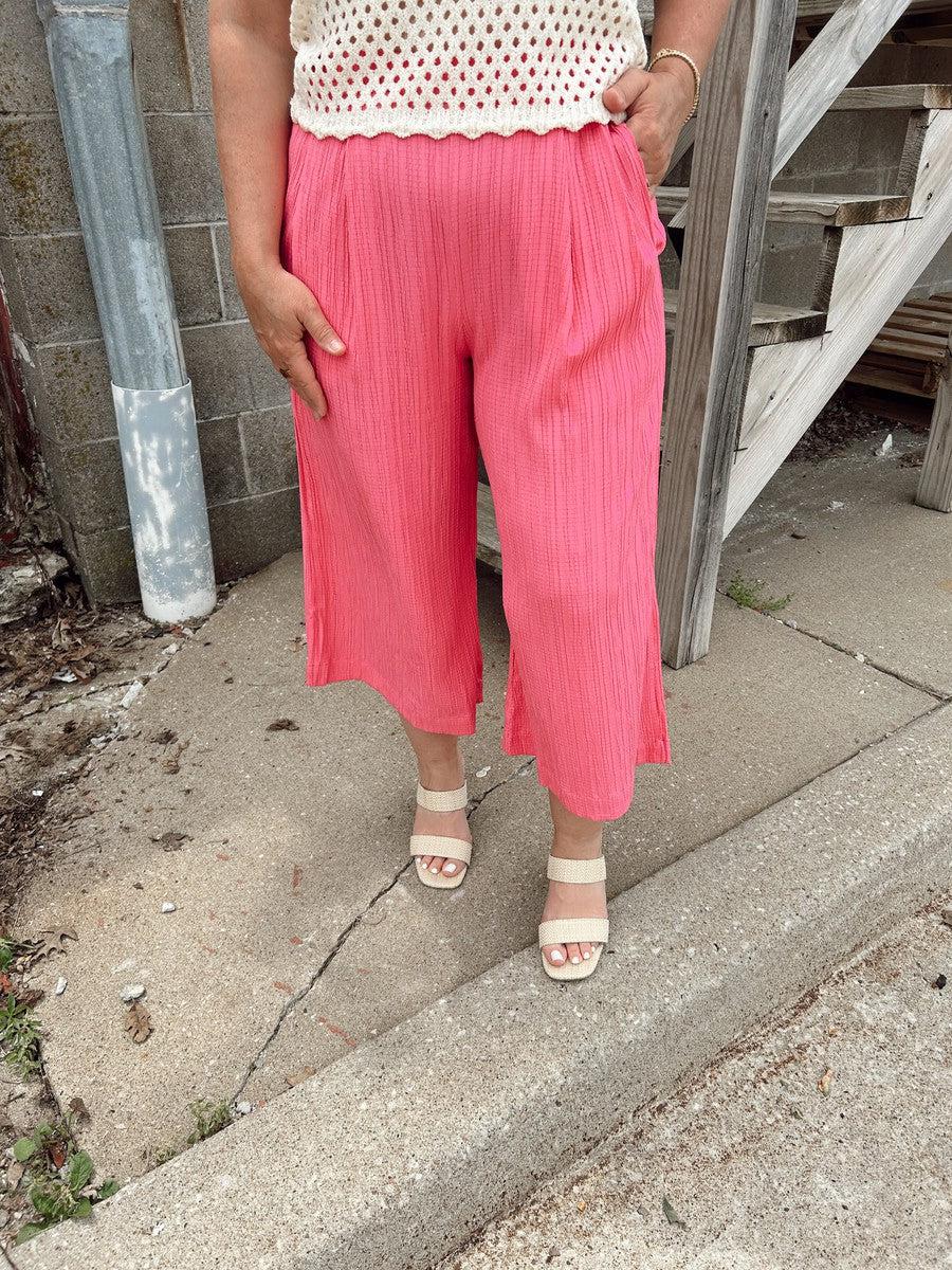 Pretty In Pink Cropped Pants-Bottoms-[option4]-[option5]-[option6]-Shop-Womens-Boutique-Store