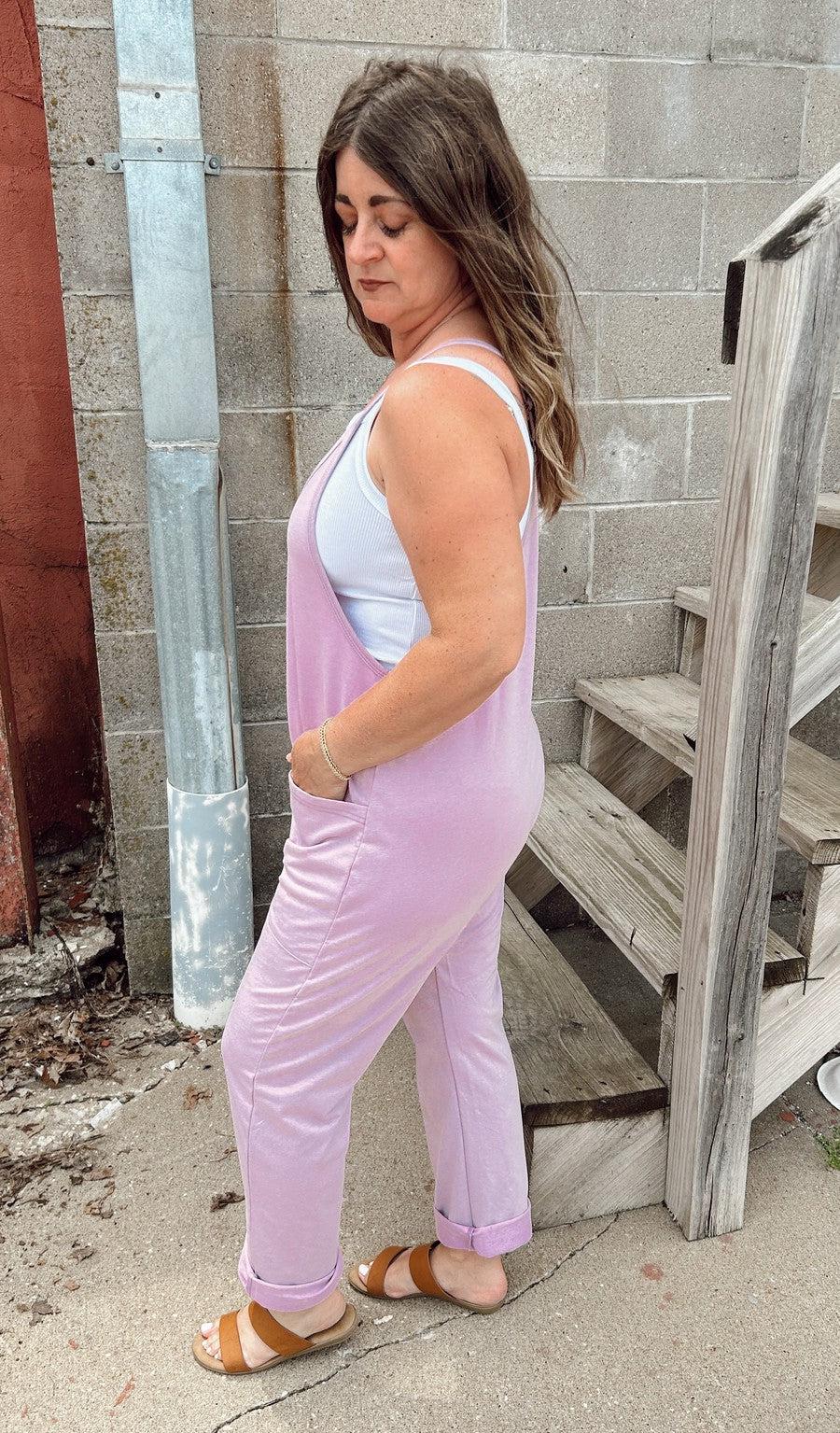 Summer's Favorite Overalls in Lavender-Dresses + Jumpsuits-[option4]-[option5]-[option6]-Shop-Womens-Boutique-Store