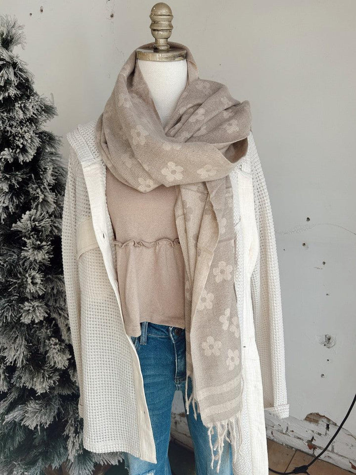 Softest Ever Daisy Scarves-Accessories-Khaki-[option4]-[option5]-[option6]-Shop-Womens-Boutique-Store