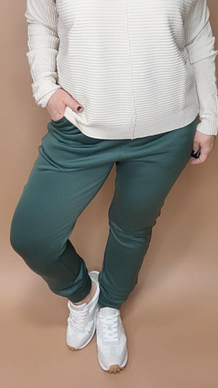 Elevated Fleece Lined Joggers in Green-Bottoms-[option4]-[option5]-[option6]-Shop-Womens-Boutique-Store