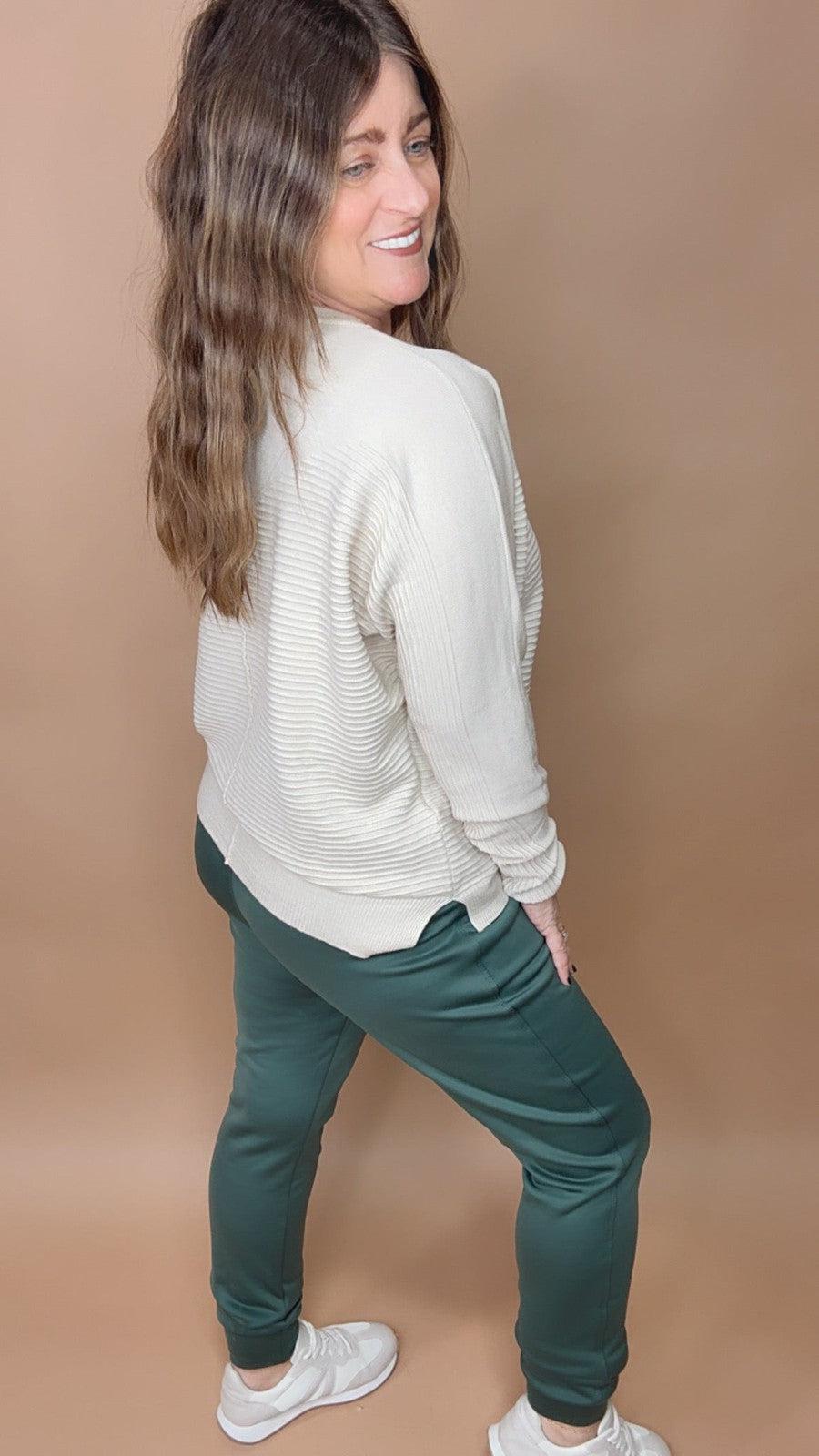 Elevated Fleece Lined Joggers in Green-Bottoms-[option4]-[option5]-[option6]-Shop-Womens-Boutique-Store