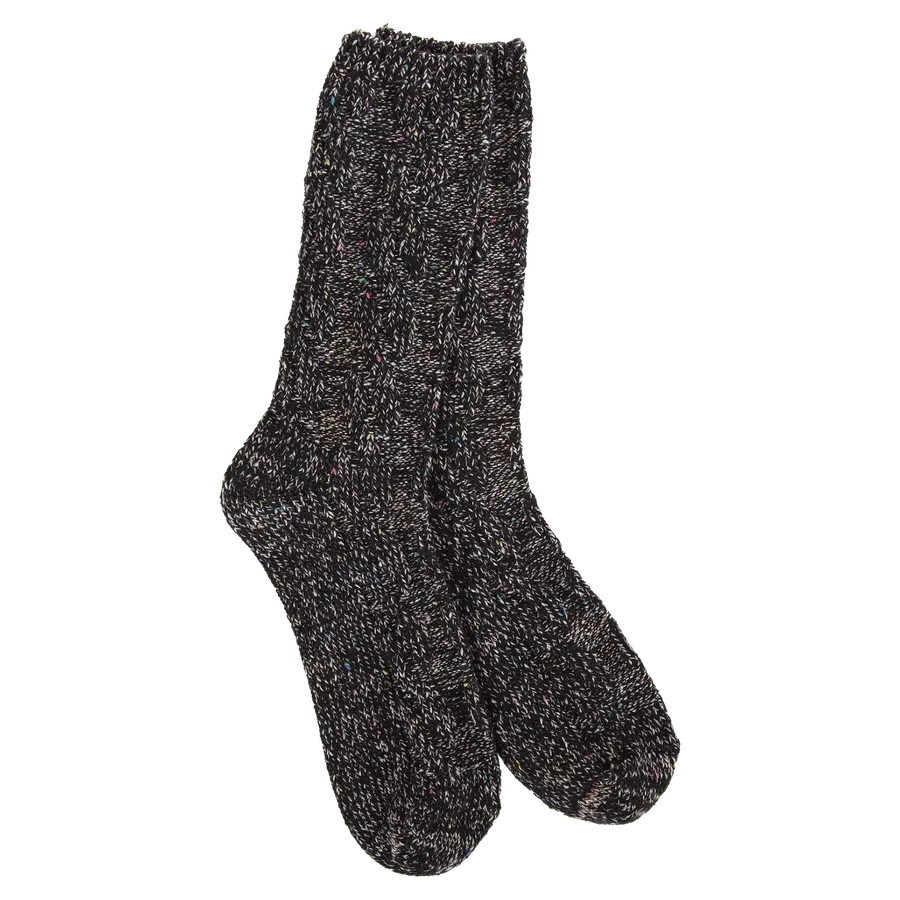 World's Softest Ragg Cable Crew Socks-Accessories-Black Confetti-[option4]-[option5]-[option6]-Shop-Womens-Boutique-Store