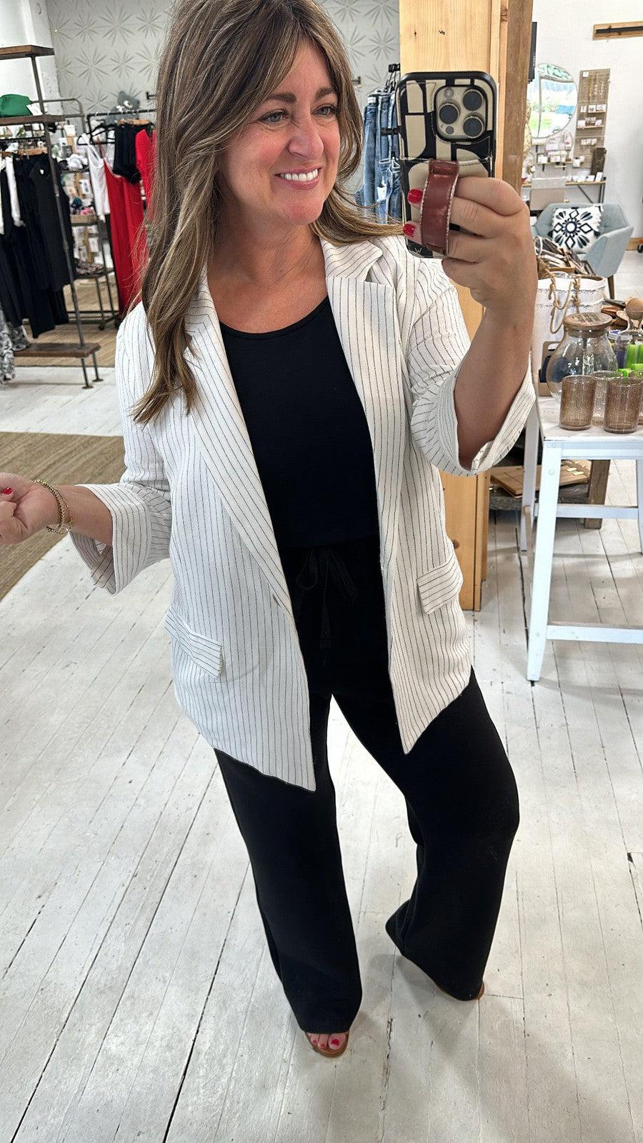 Pretty Pinstripe Blazer-Outerwear-[option4]-[option5]-[option6]-Shop-Womens-Boutique-Store